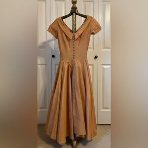 1940s Fred Perlberg Peach Party Dress